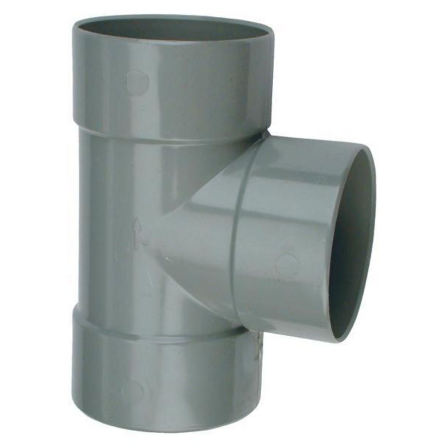 Wadal PVC lijm T-stuk 88° 75mm grijs 3x mof