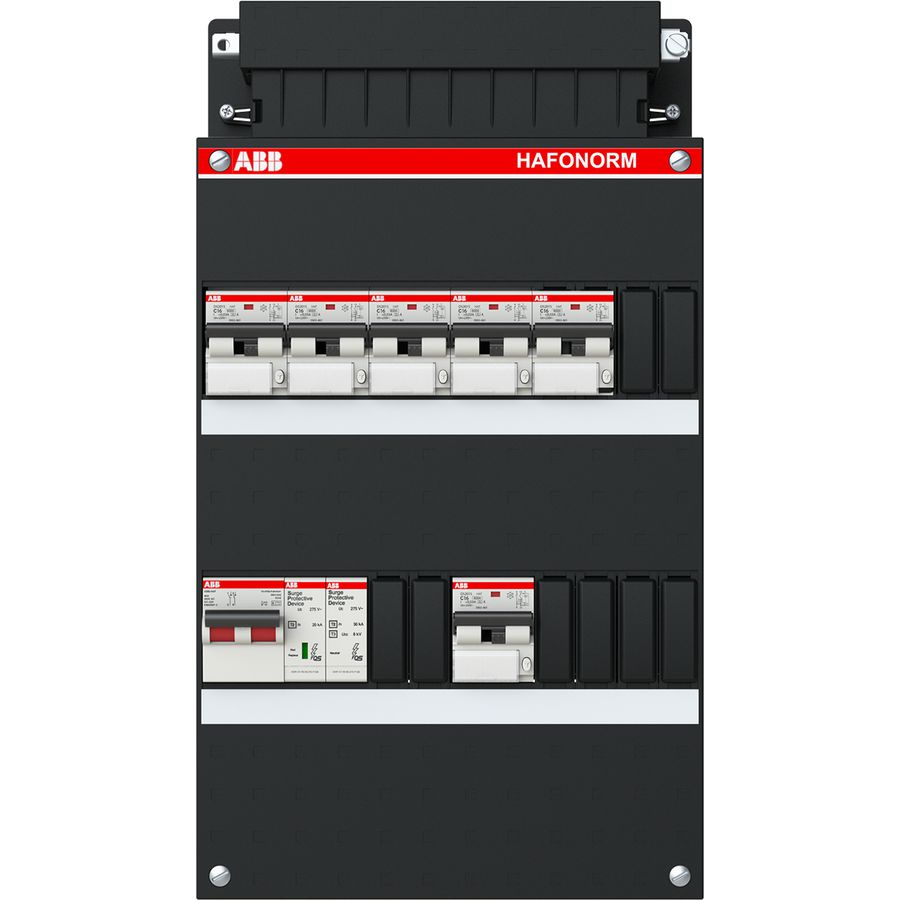 Groepenkast 6x 16A/30mA + HS + OV2 1-fase
