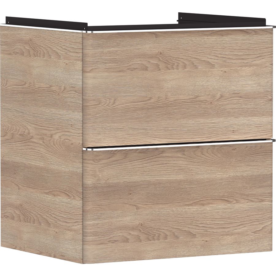 Onderkast Natural Oak 580x475mm 2x la tbv wastafel greepkleur chroom Xelu Q 54025000