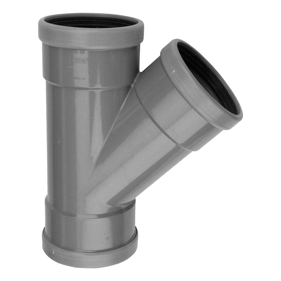 Wafix PVC manchet T-stuk 45° 160mm SN4 grijs 3x mof