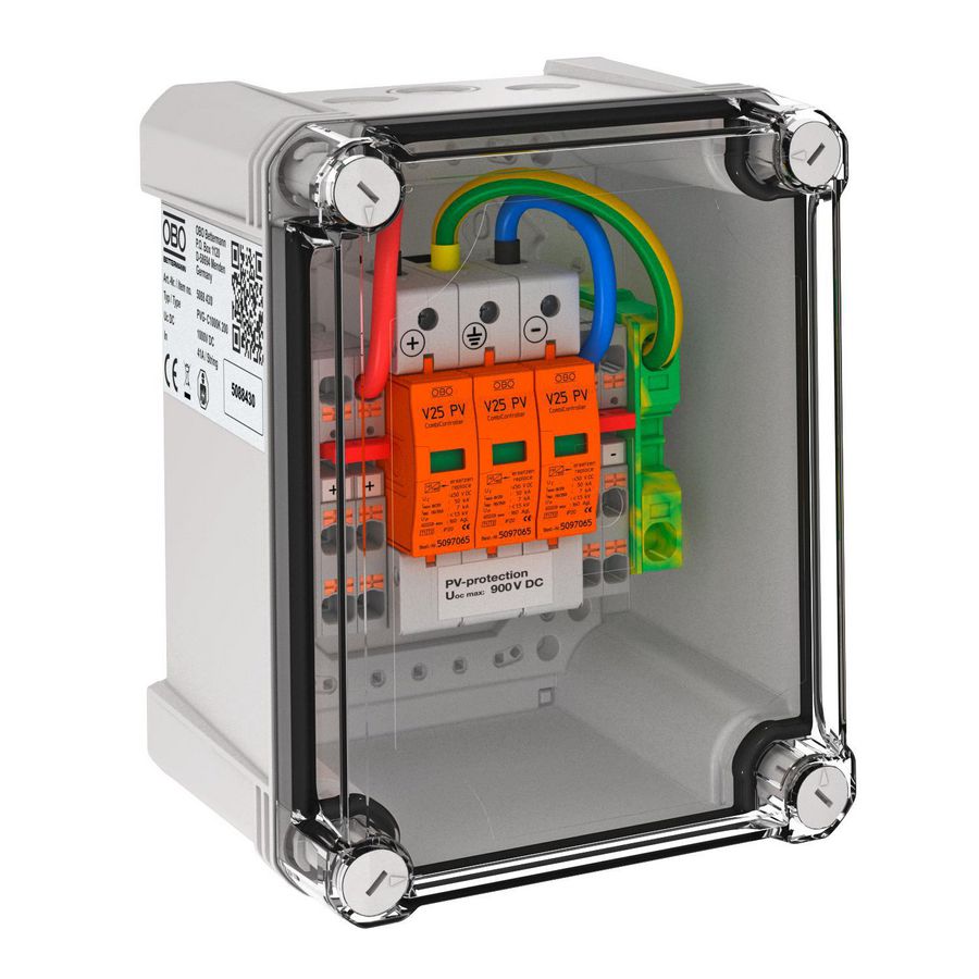 Fotovoltaische DC Stringbox 2 PV 2 WR-MPP 900V DC RAL7035