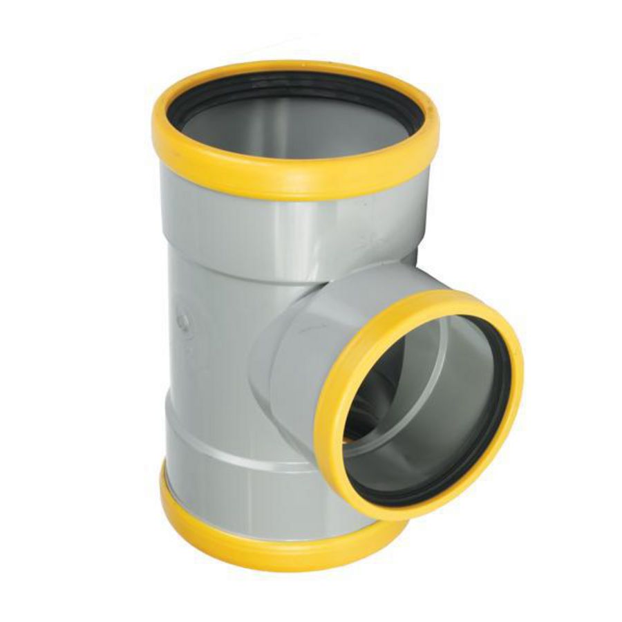 Wafix PVC manchet T-stuk 88° 200mm SN8 grijs 3x mof
