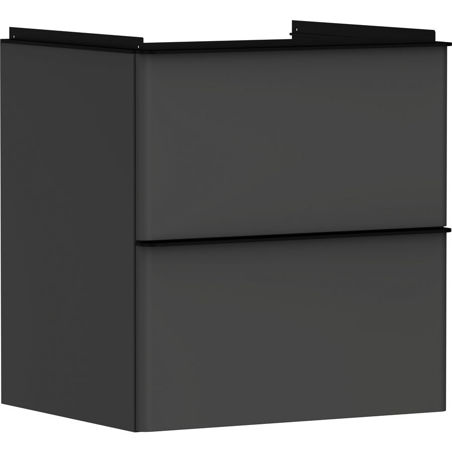 Onderkast mat grijs diamant 580x475mm 2x la tbv wastafel greepkleur mat zwart Xelu Q 54024670
