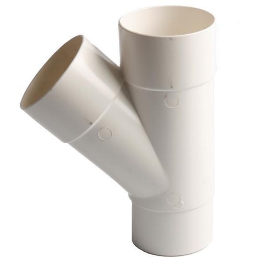 PVC HWA T-stuk 45° 80mm wit mof/verjongde spie