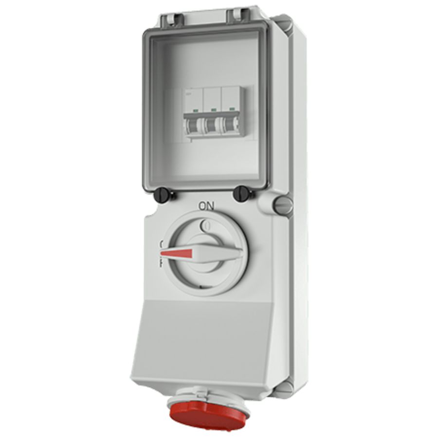 Wandcontactdoos 32A 5-polig  6H 400V IP44 DUO + autom.