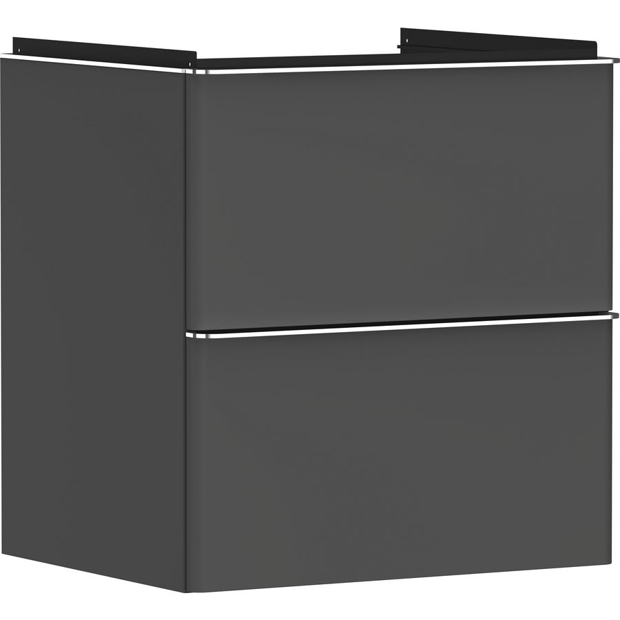 Onderkast mat grijs diamant 580x475mm 2x la tbv wastafel greepkleur chroom Xelu Q 54024000