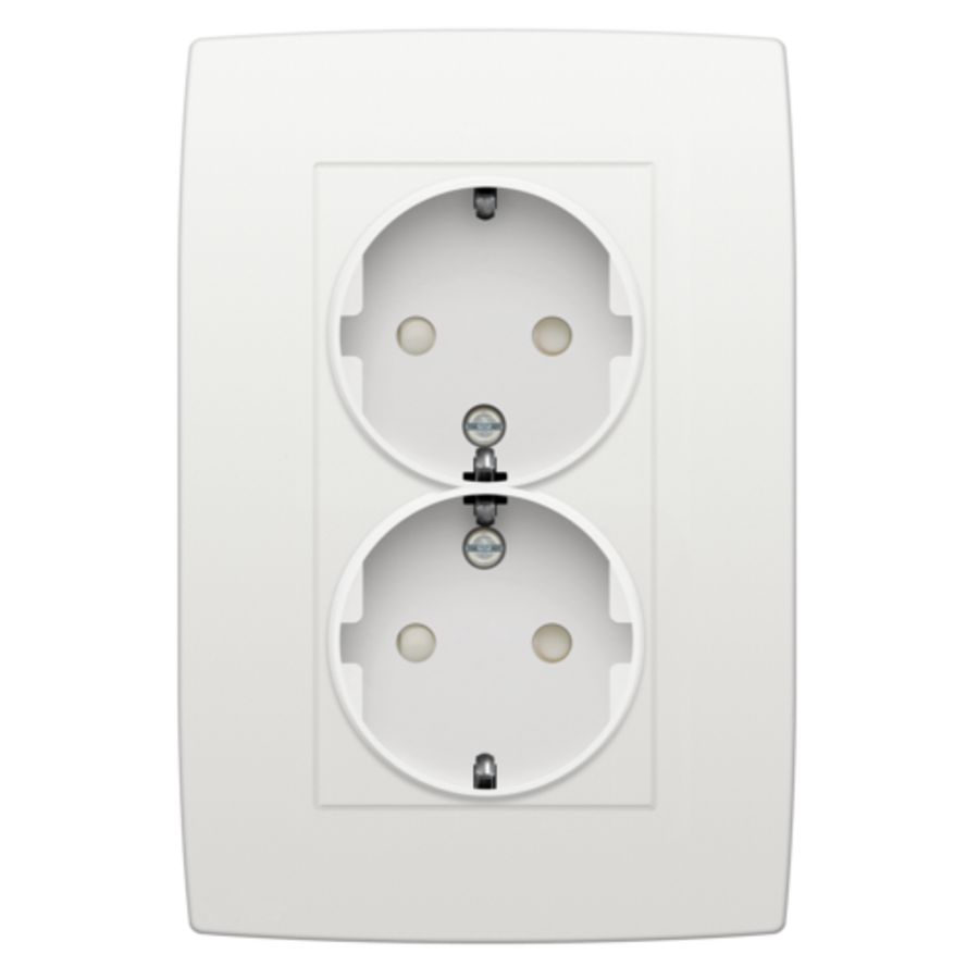 Dubbel stopcontact randaarde beschermingsafsluiters white