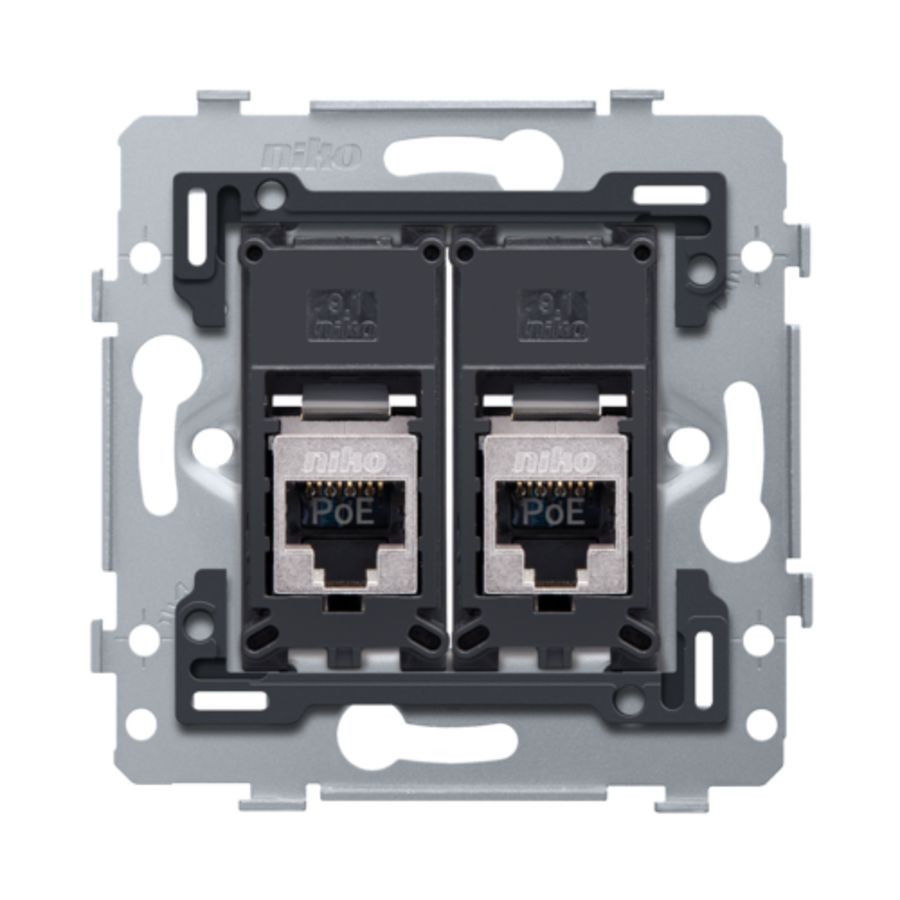 Mechanisme 2 RJ45-aansl.en STP Cat. 5E PoE++ vlak