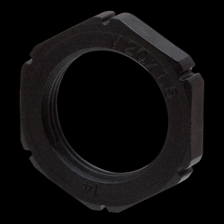 Contramoer kunststof M20x1,5 zwart (RAL 9005) (EMUG20BK) VVE=100
