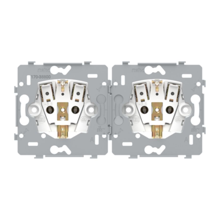 Sokkel 2-voudig stopcontact randaarde/beschermingsafsluiter