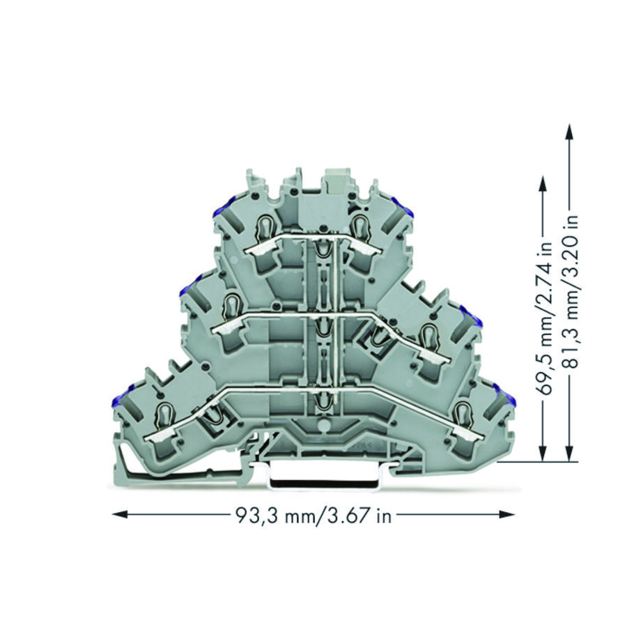 3-etageklem 6-draads rijgklem L grijs 2002-3208 VVE=50