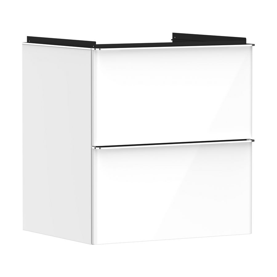 Onderkast wit hoogglans 580x475mm 2x la tbv wastafel greepkleur chroom Xelu Q 54023000