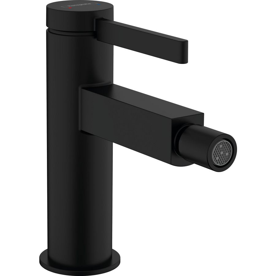 Finoris 1-hendel bidetmengkraan mat zwart sprong 129mm incl. push-open plug 1.1/4"