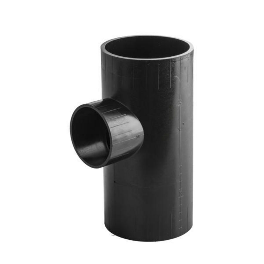 PE verloop T-stuk 88,5° 110x90mm PN4 zwart