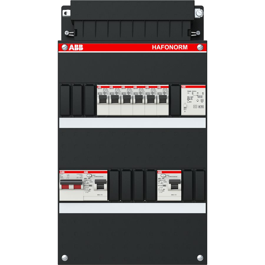 Groepenkast 6 groepen achter 2x 30mA+T+HS 1-fase 1SPF006907F0185