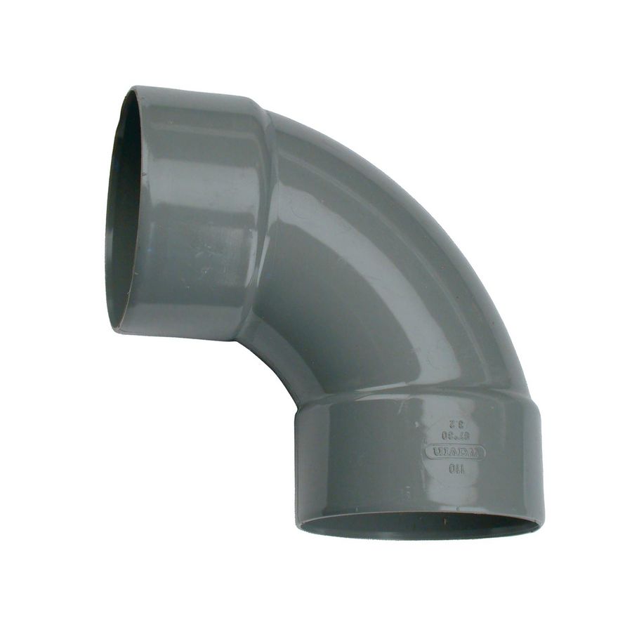 Wadal PVC lijm bocht 88° 110mm grijs mof/mof