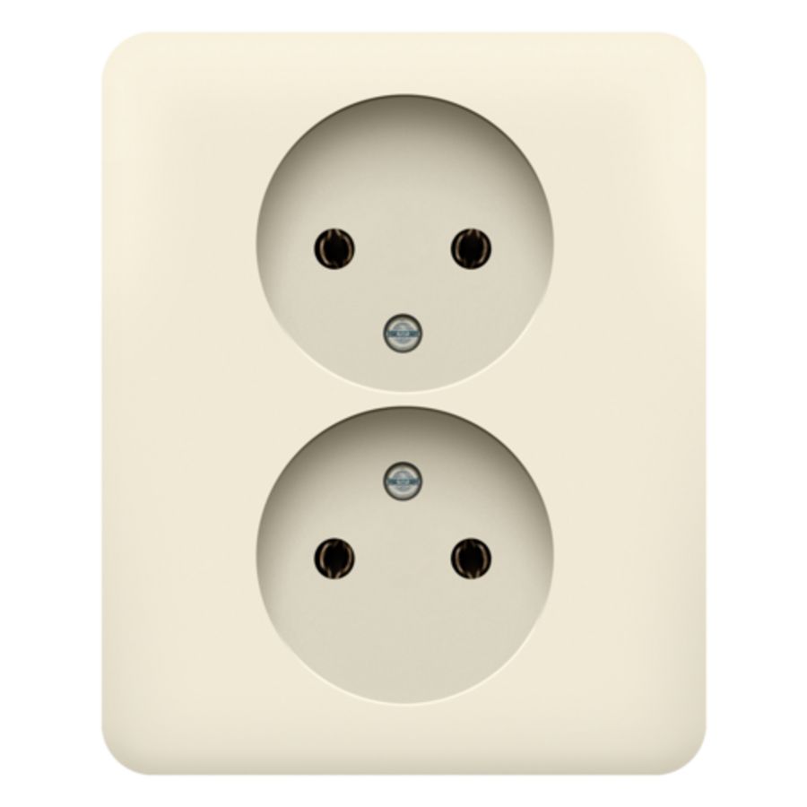 Dubbel 2pol stopcontact z.aarding volledig app. cream