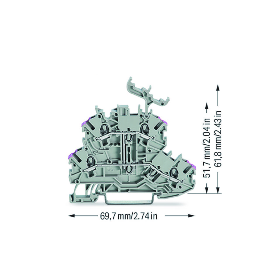 2-etageklem 4-draads rijgklem L grijs 2000-2238 VVE=50