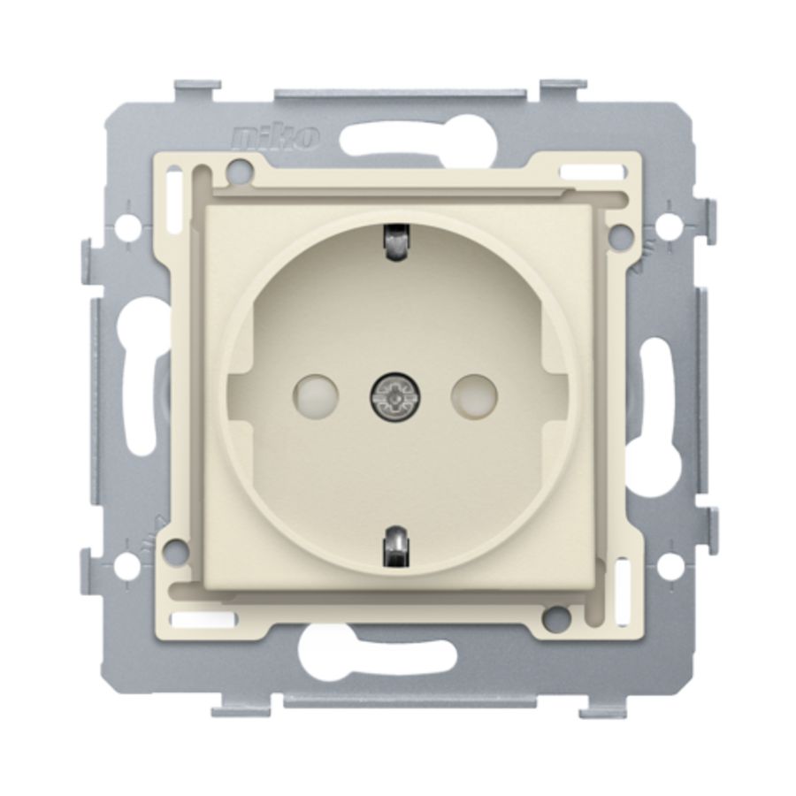Stopcontact 71x71mm insteek sokkel/afw.set cream