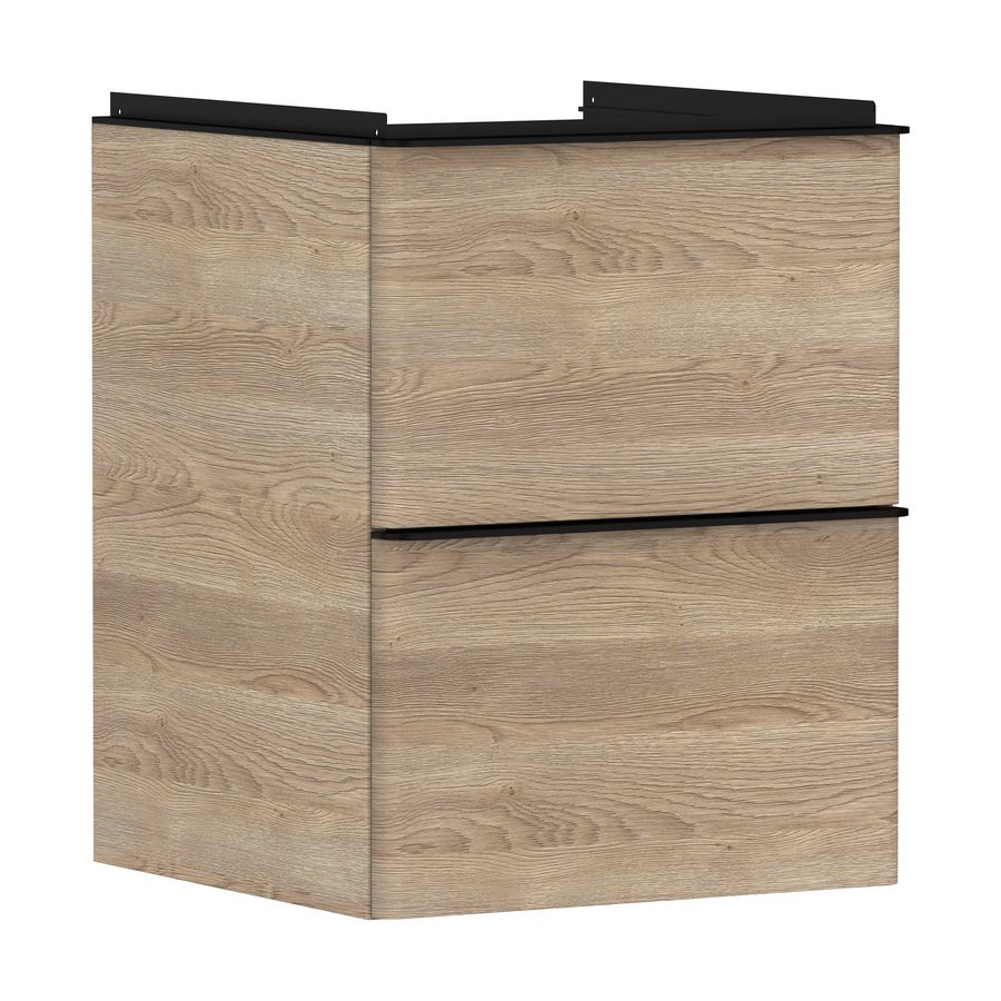 Onderkast Natural Oak 480x475mm 2x la tbv fontein greepkleur mat zwart Xelu Q 54021670