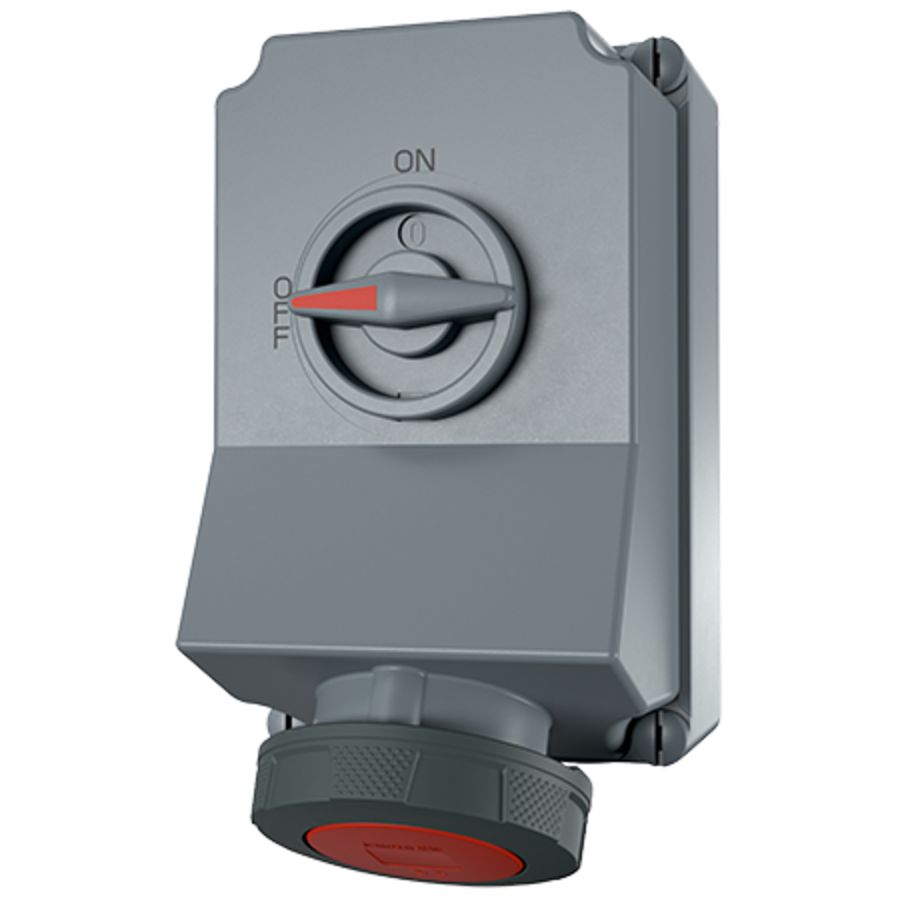 Wandcontactdoos 63A 5-polig  6H 400V IP67 HW/VN DUO materiaal AMELAN