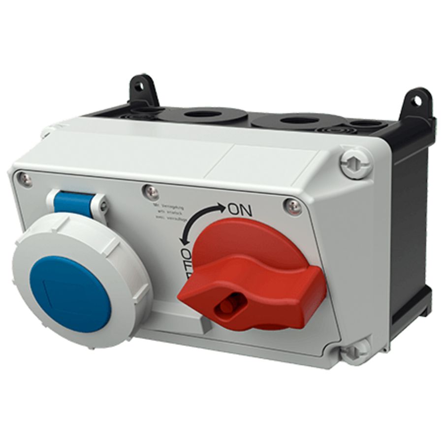 Wandcontactdoos 32A 3-polig  6H 230V IP67 AMAXX DUO