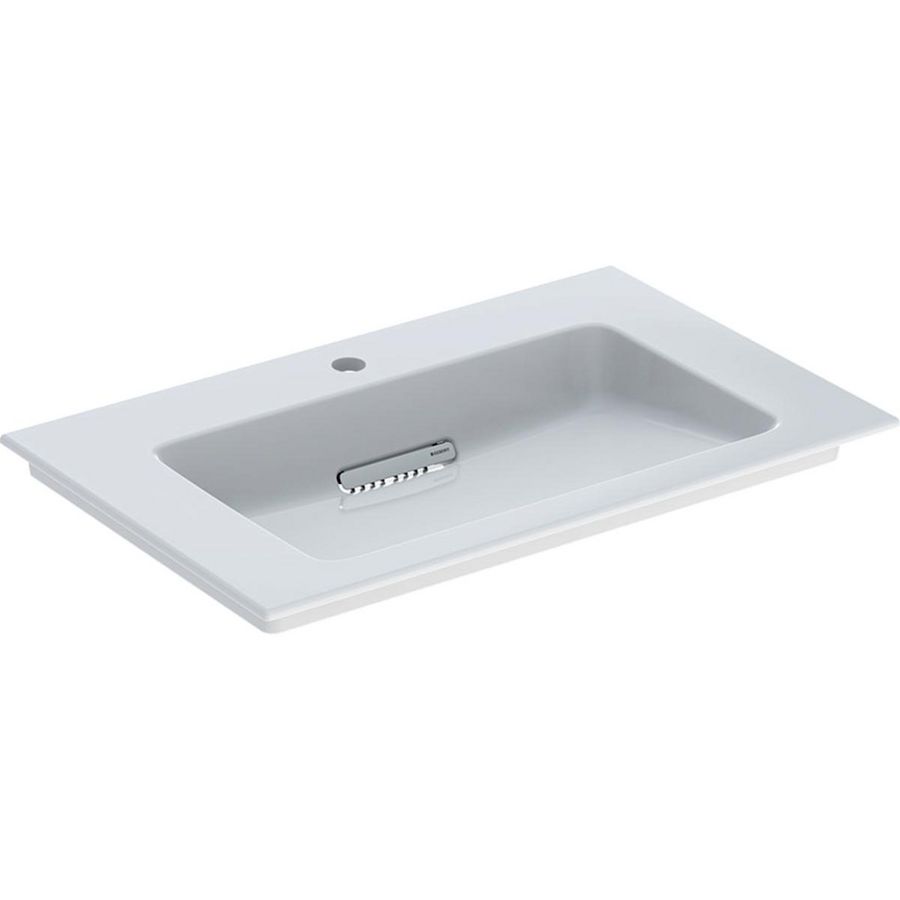 Meubelwastafel afleg L/R 75x48cm afvoer horizontaal met kraangat gecentreerd wit Keratect ONE incl. sifon