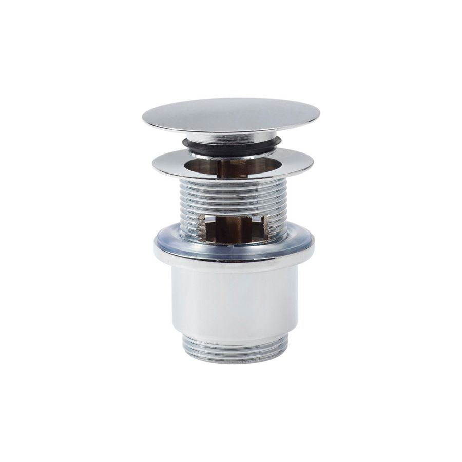 InBe stop/go afvoerplug met platte afdekkap, rond, chroom