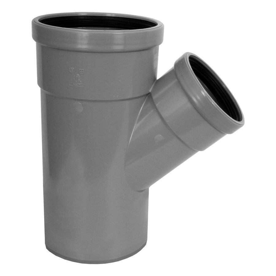 PVC manchet T-stuk 45° 315x160mm SN4 grijs 2x mof/spie