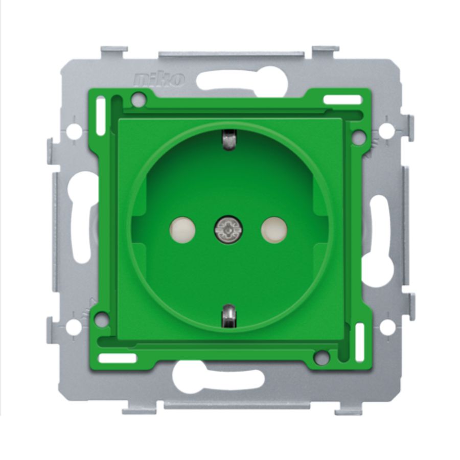 Stopcontact randaarde en besch.afsl. sokkel insteek green