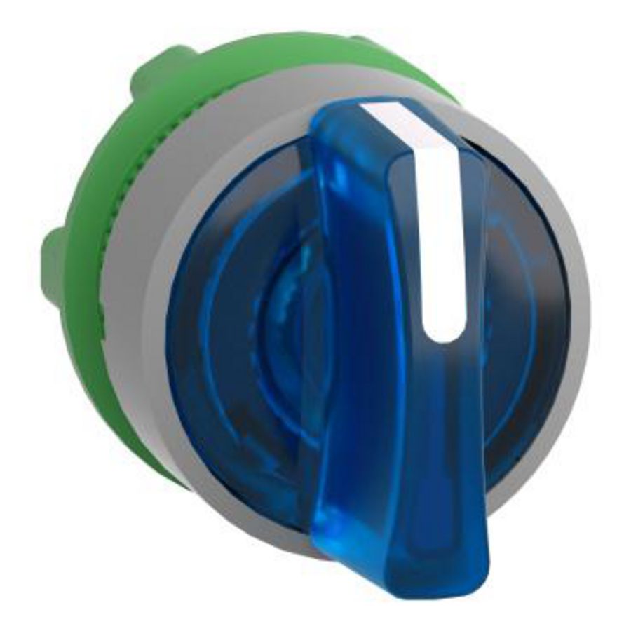 blue illum selector switch head 3-pos return right cp grey