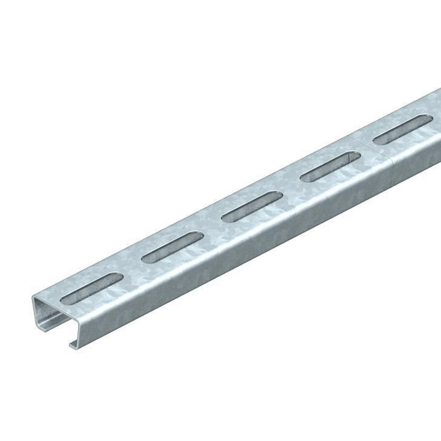 Lengte a 1m. profielrail geperforeerd sleufbreedte 165mm 35x18mm