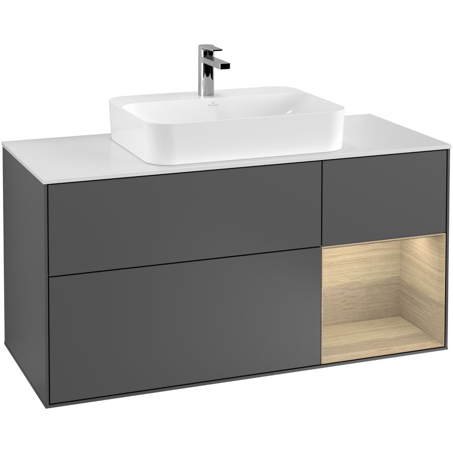 Wastafelonderkast Finion 1200x603x501mm Antr. Matt Lacquer G421PCGK