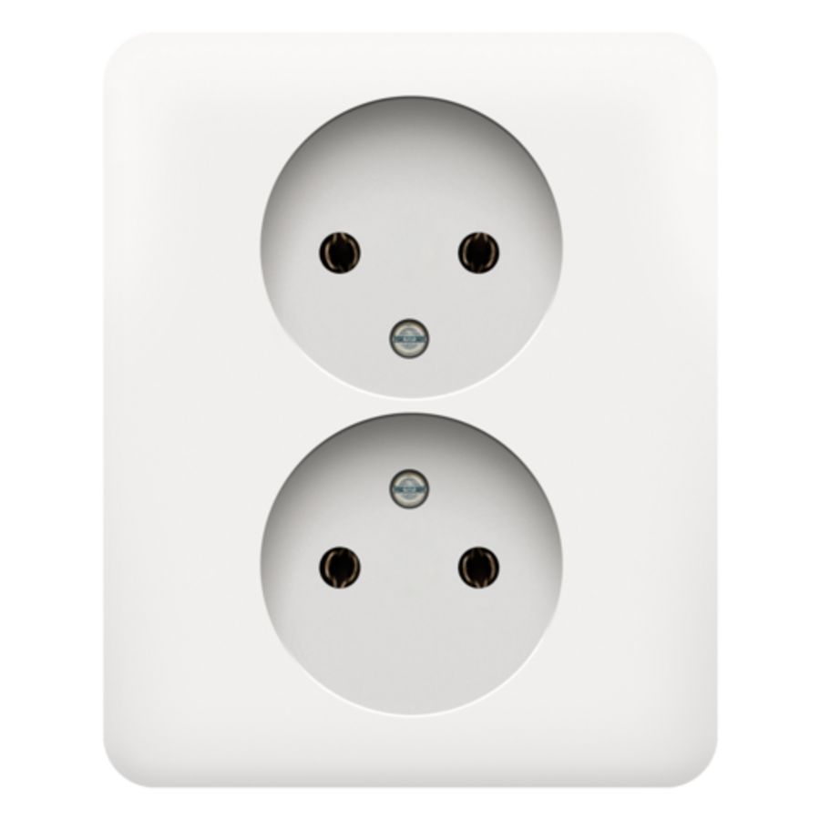 Dubbel 2pol stopcontact z.aarding volledig app. white VVE=10