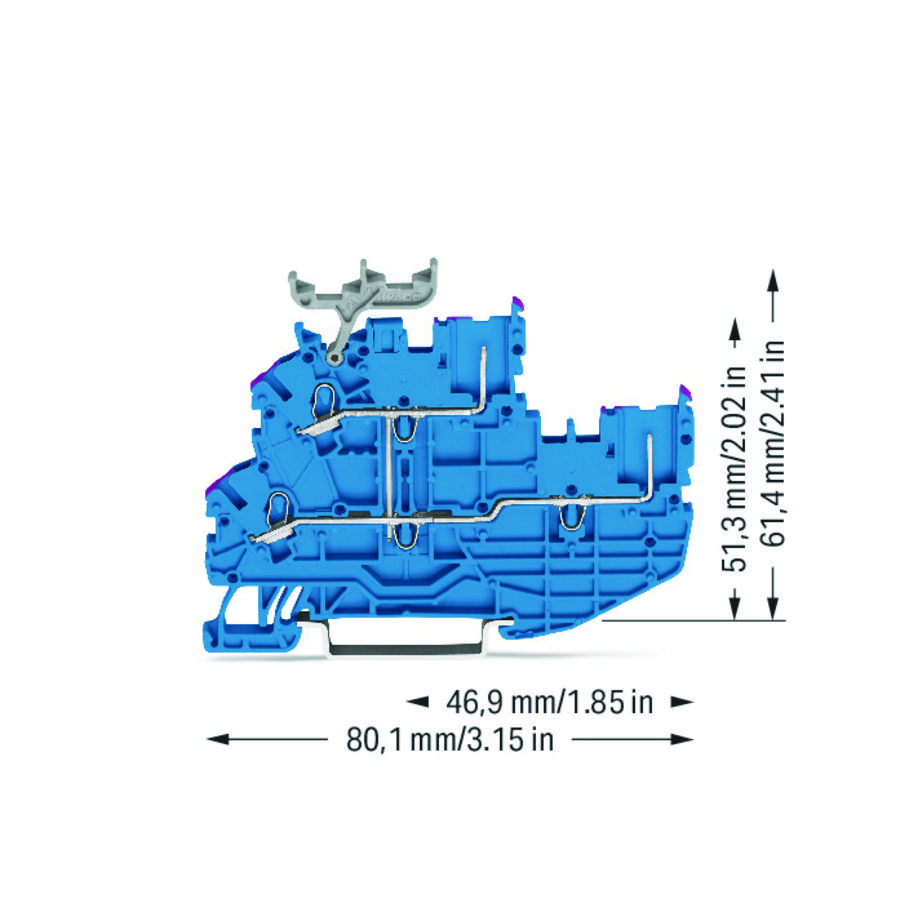 2-draads/1-pins 2etage basisklem 2-dr./2-pins rijg N VVE=50