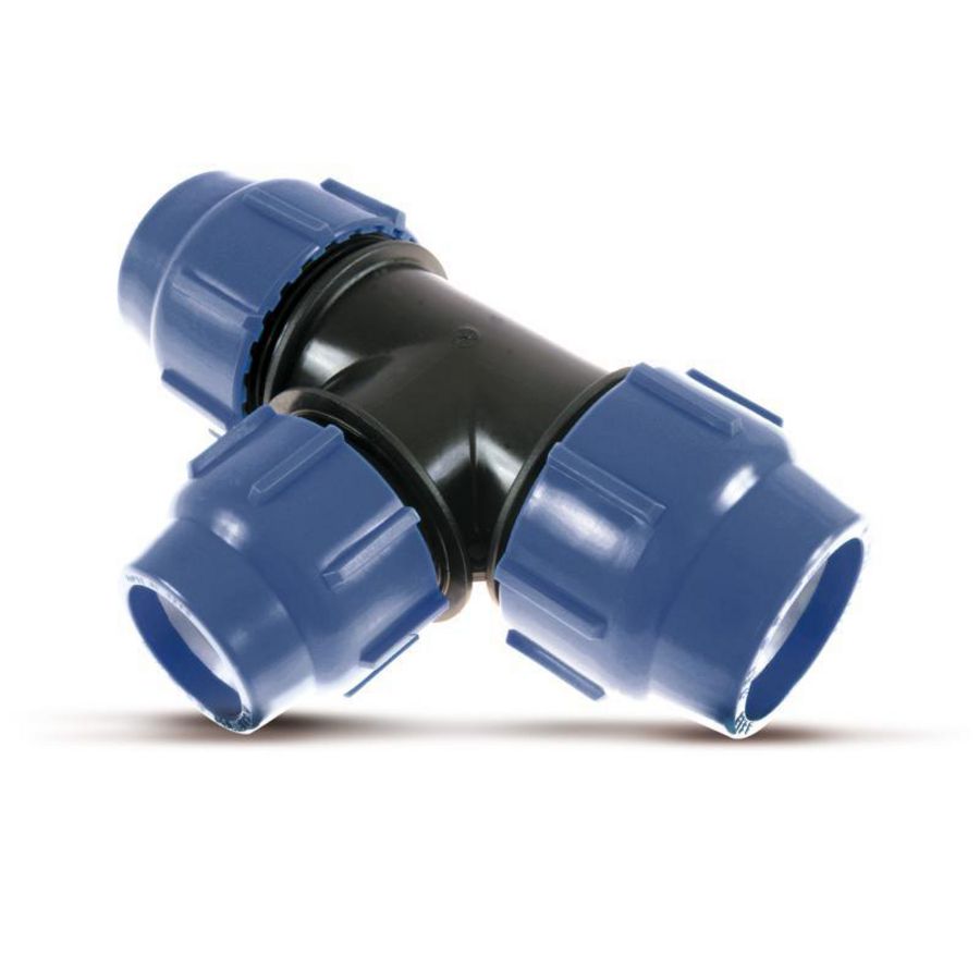 T-koppeling verlopend 90° PP tyleen klem 25x20x25mm PN16