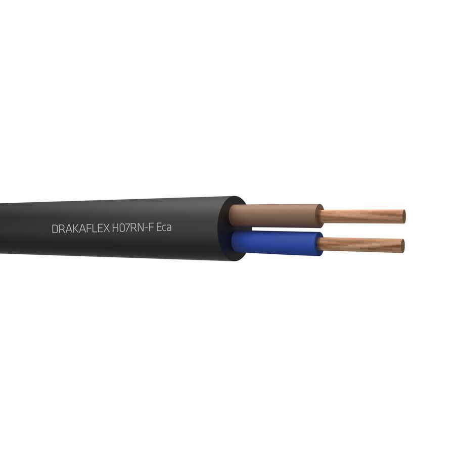 Haspel a 500m. DRAKAFLEX neopreen kabel H07RN-F Eca bk# 2x4mm² (blauw-bruin)