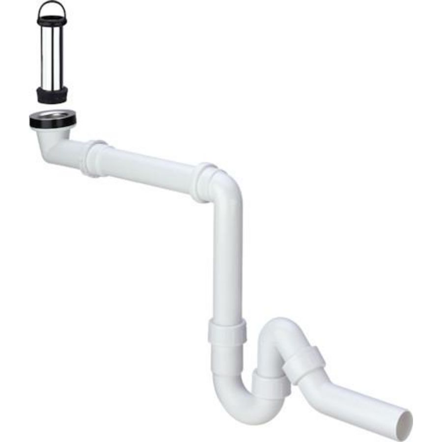 PP afvoergarnituur v.Ergo wastafel 1.1/2"x 40 wit m.muurbuis