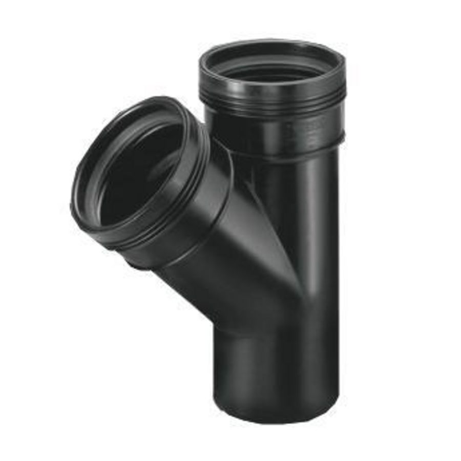 Wafix PP manchet T-stuk 45° 110mm SN8 zwart 2x mof/spie