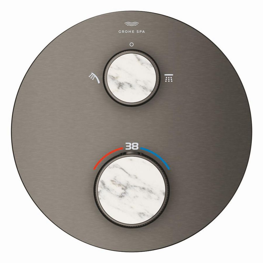 Afbouwdeel Atrio gek. knopgrepen thermostatisch 24396AL0 hard graphite geborsteld (mat donker grijs) (Spa colors coll.)