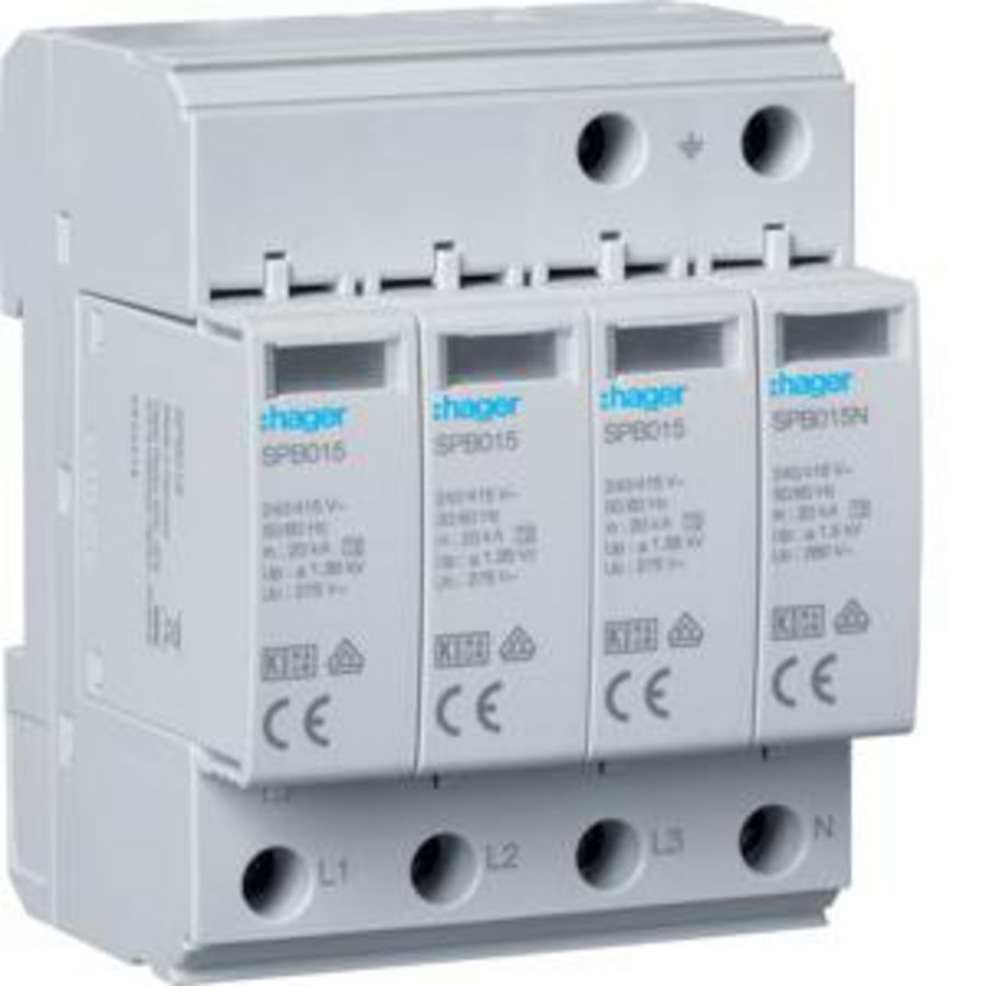 Overspanningsbeveiliging T2 4P 40 kA TT/TNS met indicator