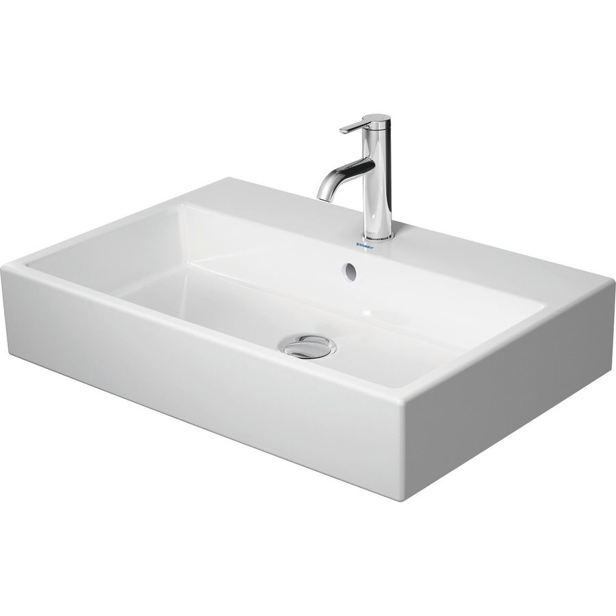 VERO AIR #235070 wastafel 700mm wit met kraangat met overloop geslepen onderzijde