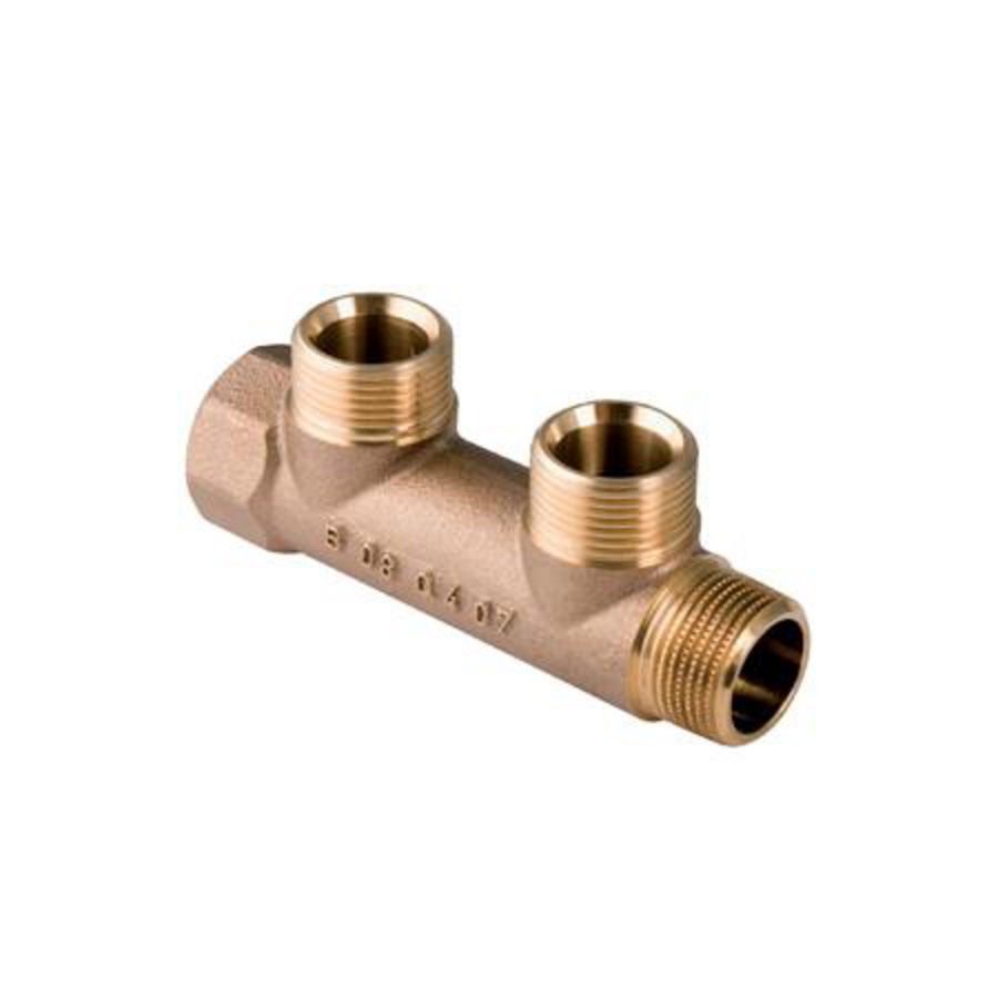 2-voudige verdeler  aansl Rp3/4"-R3/4" aftak EuG3/4"