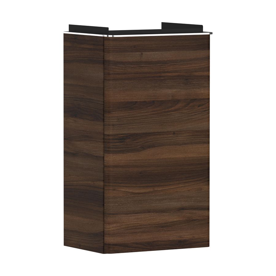Onderkast Dark Walnut 340x245mm tbv fontein scharnieren rechts greepkleur chroom Xelu Q 54018000