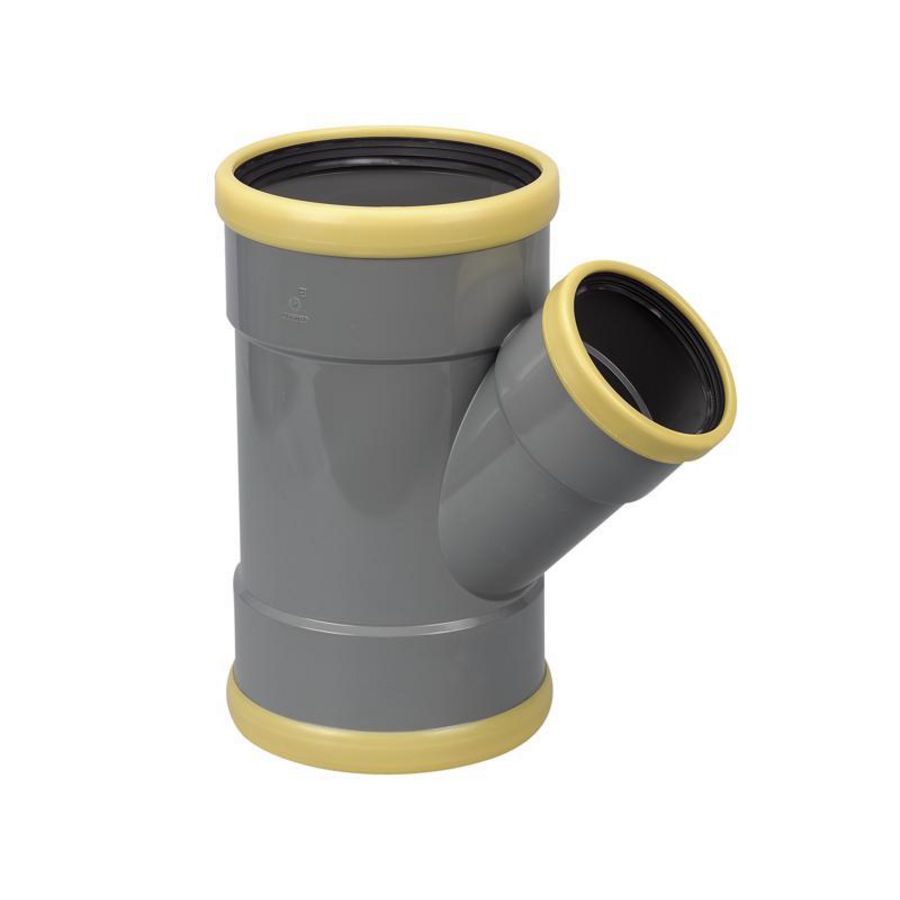 Wafix PVC manchet T-stuk 45° 160x125mm SN8 grijs 3x mof