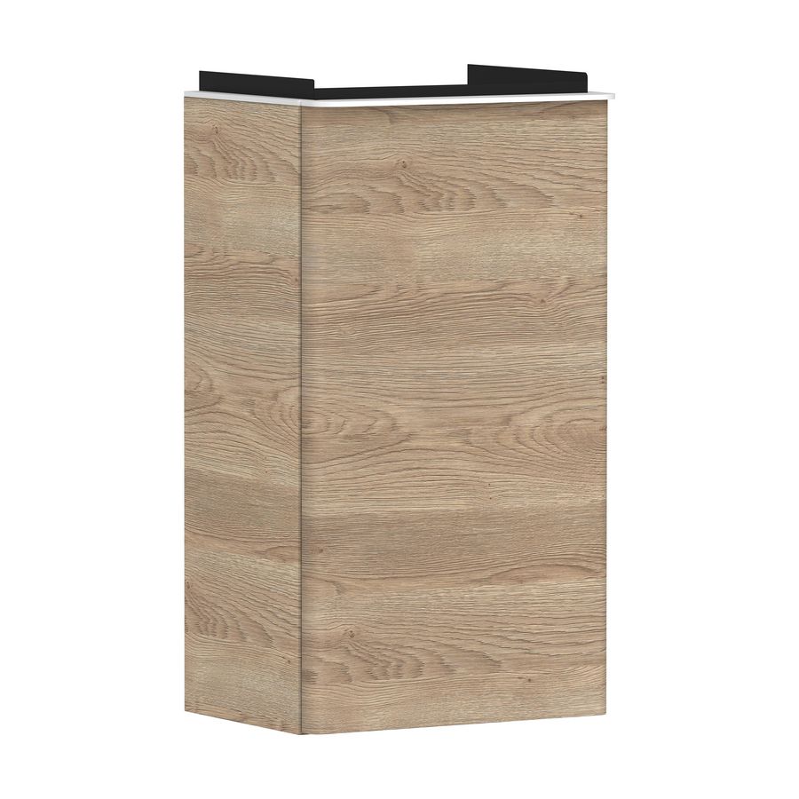 Onderkast Natual Oak 340x245mm tbv fontein scharnieren links greepkleur mat wit Xelu Q 54013700