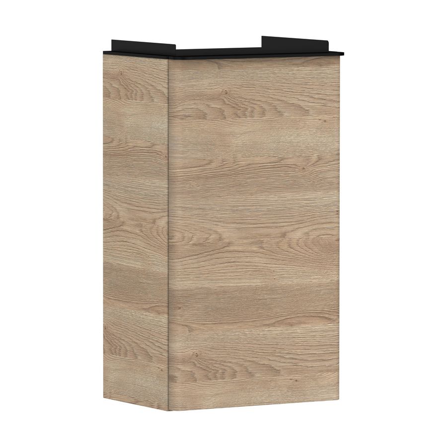 Onderkast Natual Oak 340x245mm tbv fontein scharnieren links greepkleur mat zwart Xelu Q 54013670