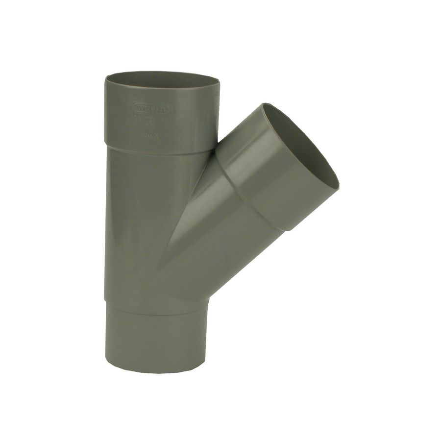 PVC HWA T-stuk 45° 100mm grijs mof/verjongde spie