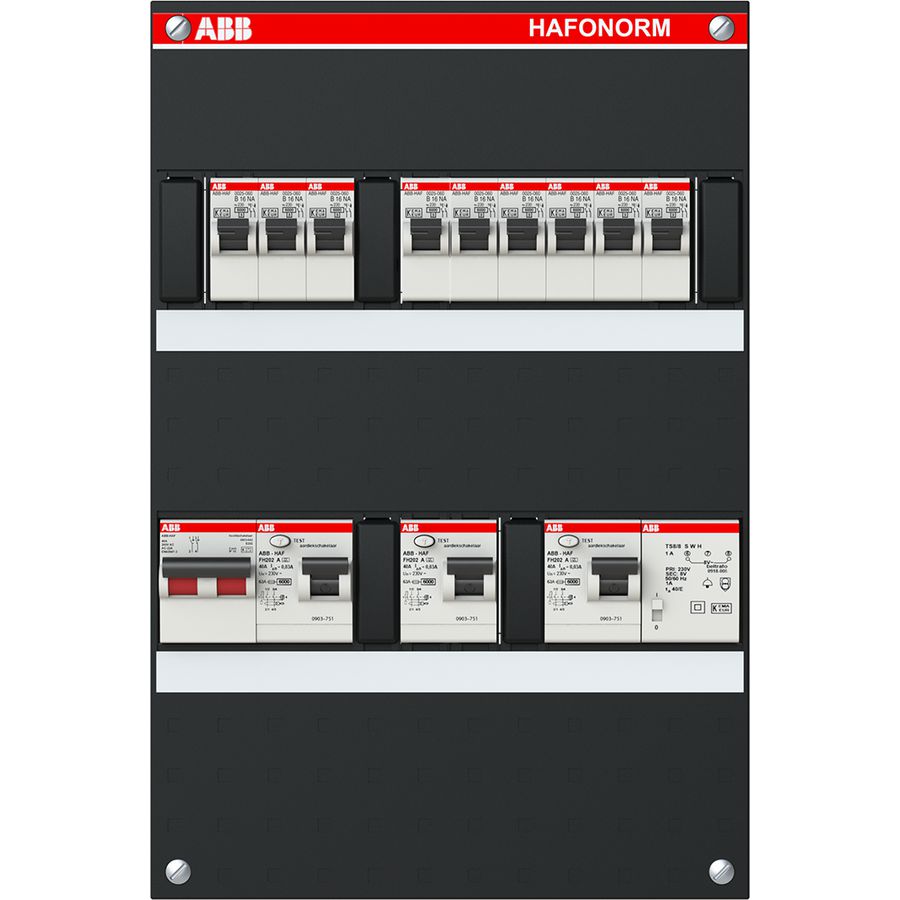 Groepenkast 9x achter 3x 30mA + T + HS 1-f Binnenwerk+deksel