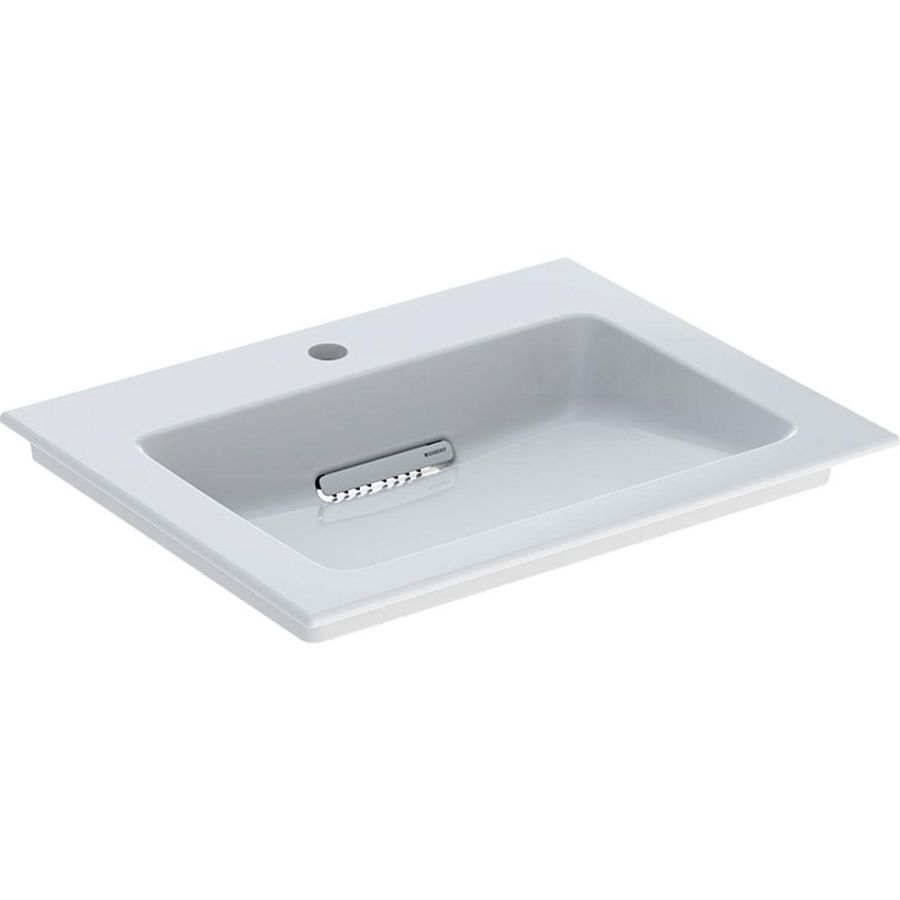 Meubelwastafel afleg L/R 60x48cm afvoer horizontaal met kraangat gecentreerd wit Keratect ONE incl. sifon